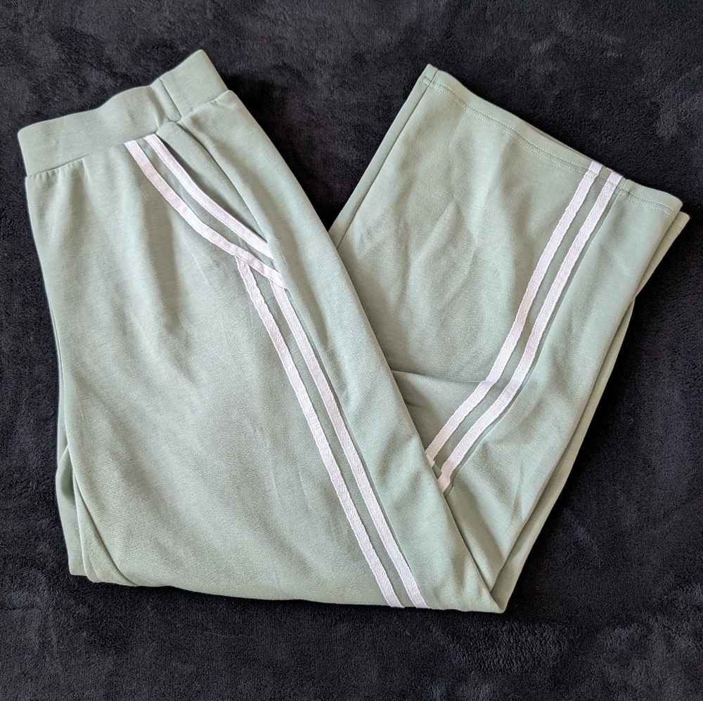 Sage Green 2 Piece Tracksuit Lounge Set Full Zip  Jacket Wide Leg Pants Large - Picture 14 of 16
